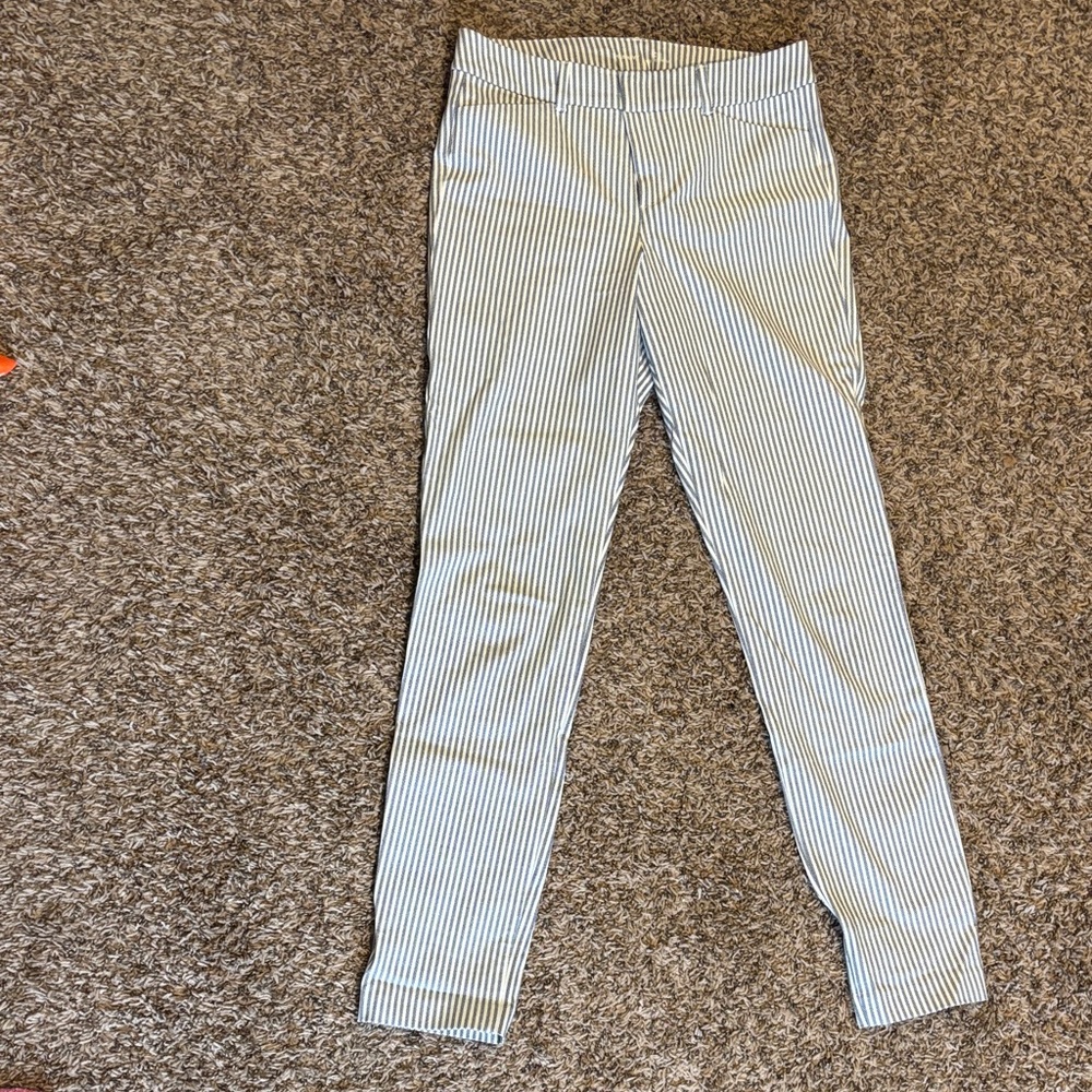 Old Navy White Pants with Navy Pinstripes - Straight Leg